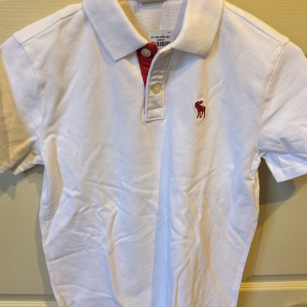 Boys Abercrombie Kids - Size XL (16) White pique Polo with contrast